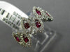 ESTATE WIDE 1CT DIAMOND & ROUND RUBY 14KT WHITE GOLD MULTI LEAF ETOILE LOVE RING