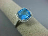 ESTATE 2.90CT DIAMOND & AAA BLUE TOPAZ 14KT WHITE GOLD CUSHION SQUARE HALO RING