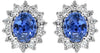 1.04CT DIAMOND & AAA SAPPHIRE 14KT WHITE GOLD ROUND & OVAL CLASSIC STUD EARRINGS