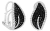 1.97CT WHITE & BLACK DIAMOND 14KT WHITE GOLD 3D LEAF CLIP ON HANGING EARRINGS
