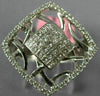 WIDE .68CT DIAMOND 18KT WHITE GOLD 3D ROUND & PRINCESS SQUARE OPEN FILIGREE RING