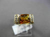ESTATE LARGE 1.79CT DIAMOND & EXTRA FACET CITRINE 14KT YELLOW GOLD TENSION RING