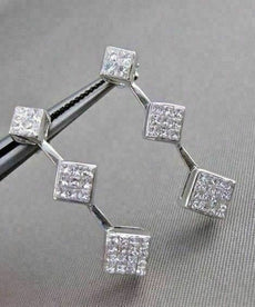 ESTATE LARGE 1.0CT DIAMOND 14KT WHITE GOLD JOURNEY HANGING EARRINGS #17150