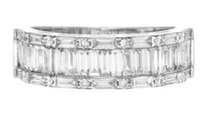 1.92CT DIAMOND 18KT WHITE GOLD ROUND & BAGUETTE 3 ROW SEMI ETERNITY WEDDING RING