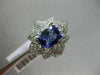 LARGE 2.46CT DIAMOND & AAA CUSHION CUT TANZANITE 14KT WHITE GOLD ENGAGEMENT RING