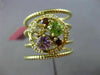 LARGE 2.40CT DIAMOND & AAA MULTI GEM 14KT YELLOW GOLD FLEXIBLE FLOWER SNAKE RING