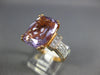 ESTATE LARGE 6.91CT DIAMOND & AAA AMETHYST 18K ROSE GOLD CUSHION ENGAGEMENT RING