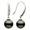 ESTATE .12CT DIAMOND & AAA TAHITIAN PEARL 18KT WHITE GOLD 3D LEVEBACK EARRINGS