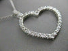 ANTIQUE .65CTW DIAMOND HANGING OPEN HEART 14K WHITE GOLD PENDANT + CHAIN #13026