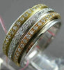 ESTATE WIDE .84CT DIAMOND 18K TRI COLOR GOLD MULTI ROW ETERNITY ANNIVERSARY RING
