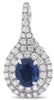 ESTATE 1.20CT DIAMOND & AAA OVAL SAPPHIRE 18K WHITE GOLD DOUBLE HALO PENDANT