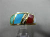 ESTATE WIDE .07CT DIAMOND & MULTI COLOR QUARTZ 14KT WHITE GOLD MULTI SHAPE RING