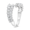 LARGE 2.0CT DIAMOND 14KT WHITE GOLD 3D 2 ROW SHARED PRONG CRISS CROSS LOVE RING