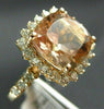 ESTATE LARGE 4.35CT DIAMOND & AAA MORGANITE 14K ROSE GOLD SQUARE ENGAGEMENT RING