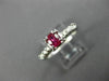 ANTIQUE WIDE .53CT DIAMOND & RUBY 14K WHITE GOLD FISH TAIL ENGAGEMENT RING 27642