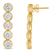 LARGE 5.0CT DIAMOND 14KT YELLOW GOLD ROUND 5 STONE BEZEL ETOILE HANGING EARRINGS
