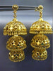 ANTIQUE 22KT YELLOW GOLD HANDCRAFTED FILIGREE CHANDELIER HANGING EARRINGS #25283