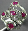 ESTATE LARGE 1.65CT DIAMOND & AAA RUBY 14K WHITE GOLD MULTI ROW ANNIVERSARY RING