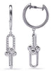 .16CT DIAMOND 14KT WHITE GOLD DOUBLE HORSESHOE LOVE KNOT HUGGIE HANGING EARRINGS