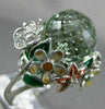EXTRA LARGE 14.14CT DIAMOND AAA GREEN AMETHYST & ENAMEL 18KT WHITE GOLD FUN RING