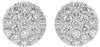 LARGE 1.01CT DIAMOND 14KT WHITE GOLD 3D CLUSTER CIRCULAR CLASSIC STUD EARRINGS