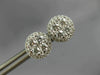 ESTATE LARGE .92CT DIAMOND 18KT WHITE GOLD 9mm CLUSTER ROUND HALO STUD EARRINGS