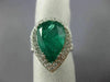ESTATE EXTRA LARGE 8.39CT DIAMOND & AAA EMERALD 18KT WHITE GOLD ENGAGEMENT RING
