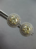 LARGE 1.6CT WHITE & FANCY YELLOW DIAMOND 18KT 2 TONE GOLD 3D HALO STUD EARRINGS