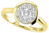 ESTATE .15CT DIAMOND 14KT YELLOW GOLD ROUND CIRCULAR CLUSTER BEZEL FUN LOVE RING
