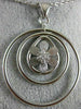 ESTATE LARGE .23CT DIAMOND 18K WHITE GOLD MULTI CIRCULAR FLOWER FLOATING PENDANT