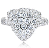 WIDE 1.73CT DIAMOND 14KT WHITE GOLD 3D ROUND TRIANGULAR PAVE TRILLION FUN RING