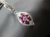 ESTATE 1.52CT DIAMOND & AAA RUBY 18KT WHITE GOLD MARQUISE SHAPE HANGING EARRINGS