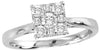 ESTATE .50CT DIAMOND 14KT WHITE GOLD 3D ROUND SQUARE CLUSTER CLASSIC LOVE RING
