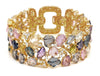 EXTRA LARGE 55.14CT DIAMOND & AAA MULTI COLOR SAPPHIRE 18KT YELLOW GOLD BRACELET