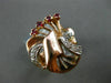 ANTIQUE .30CT OLD MINE DIAMOND & RUBY 14KT WHITE & ROSE GOLD FLOWER RING #21170