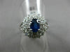 ESTATE WIDE 2.15CT DIAMOND & SAPPHIRE 18K WHITE GOLD DOUBLE HALO ENGAGEMENT RING