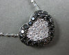 ESTATE 1.22CT WHITE & BLACK DIAMOND 14K WHITE GOLD LOVE HEART PENDANT CHAIN #586