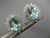 ESTATE LARGE 5.95CT DIAMOND & AQUAMARINE 14KT WHITE GOLD 3D OVAL FLOWER EARRINGS