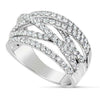 ESTATE WIDE 1.15CT ROUND DIAMOND 18K WHITE GOLD 3D CLASSIC CRISS CROSS LOVE RING