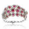EGL CERTIFIED 35.51CT DIAMOND & AAA RUBY 18K 2 TONE GOLD CLASSIC HALO BRACELET