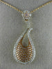 ESTATE .95CT WHITE & PINK DIAMOND 18K WHITE & ROSE GOLD FLOWER TEAR DROP PENDANT