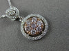 ESTATE .36CT WHITE & PINK DIAMOND 14KT WHITE & ROSE GOLD 3D HALO CLUSTER PENDANT