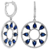 3.77CT DIAMOND & AAA SAPPHIRE 14KT WHITE GOLD 3D PEAR SHAPE & ROUND FUN EARRINGS