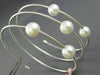 ESTATE WIDE AAA SOUTH SEA PEARL 14KT WHITE GOLD 3 ROW FLEXIBLE BANGLE BRACELET