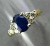 ESTATE WIDE 1.36CT DIAMOND & AAA SAPPHIRE 14KT YELLOW GOLD ENGAGEMENT RING #2450