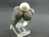 ESTATE LARGE 3.32CT DIAMOND 18KT WHITE GOLD PEARL FLOWER PAVE RING STUNNING!!