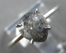 1.21CT SALT & PEPPER DIAMOND 18K WHITE GOLD SOLITAIRE PEAR SHAPE ENGAGEMENT RING
