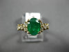 ESTATE 1.45CT DIAMOND & AAA OVAL CUT EMERALD 14KT YELLOW GOLD 3D ENGAGEMENT RING