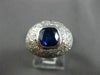 ESTATE LARGE 2.90CT DIAMOND & AAA SAPPHIRE 18KT WHITE GOLD PAVE ENGAGEMENT RING