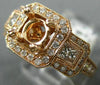 ESTATE WIDE .68CT DIAMOND 14KT ROSE GOLD SQUARE HALO SEMI MOUNT ENGAGEMENT RING